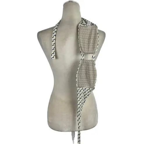 Asceno Space Bandeau Bikini Top with cut out front tie back Size Small Blue