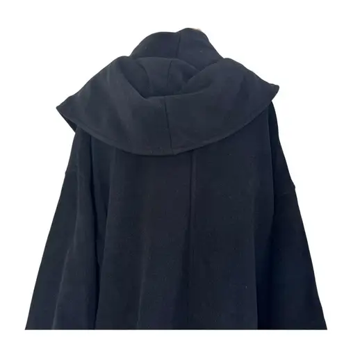 Vintage MARELLA ITALY Wool Angora Shawl Hooded Collar Coat Jacket Size 10 Black