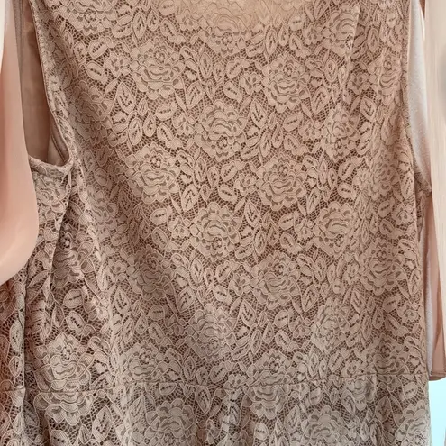 Kim Curvy Blush Pink Layered lace dress plus 20W layered knee length wedding