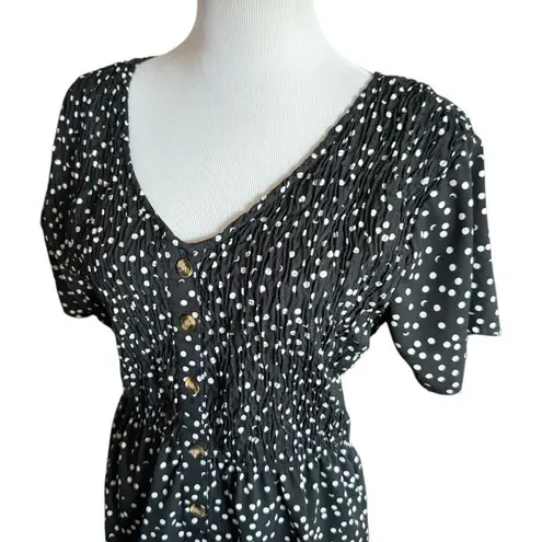 Womens MPH Collection Polka Dot All Over Ruched Button Detail Top