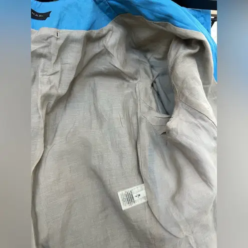 Elie Tahari Island Blue Chatham Snap Jacket Cotton Faille Pucker Detail Size S