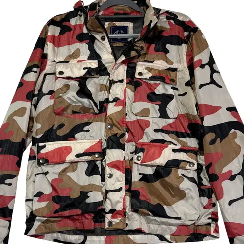 Mast & Harbour Camo Print Jacket Lightweight Full Zip Women's L Windbreaker Red Size L