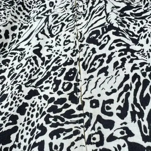 Anne Carson 100% Linen Leopard Print Full Zip Lightweight Jacket Size 1X