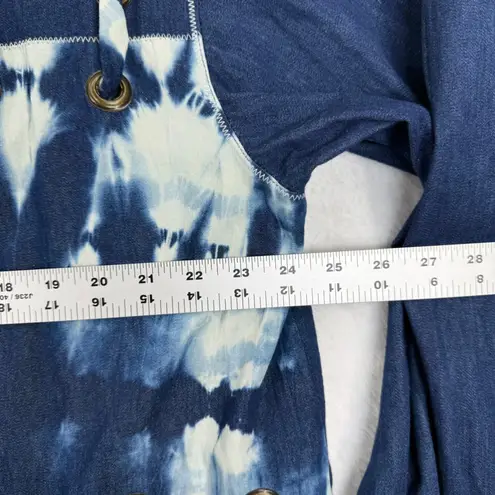 Vintage Gene Ewing BIS Denim Jacket Tie Dye Eyelet Made In USA Womens Blue