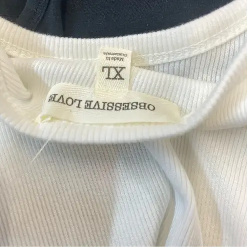 Love White Red Crop Fitted Tank Top Size XL