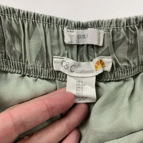 C&C California Soft Sage Palm Print Tencel Wide Leg Lounge Pant S