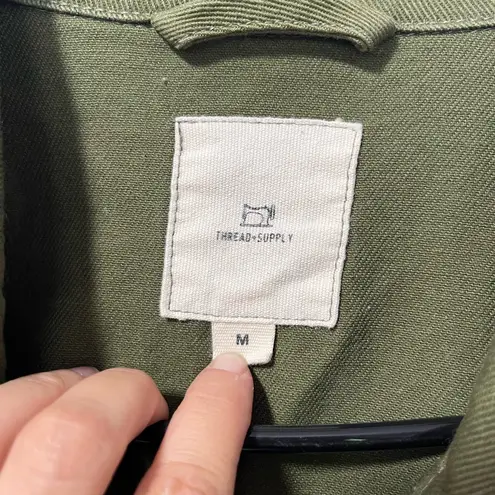 Thread & Supply Olive Green Button cotton shirt jacket size medium