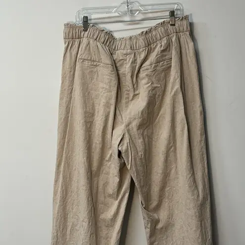 Lane Bryant  Linen Wide Leg Pant khaki color 16 elastic waist office business