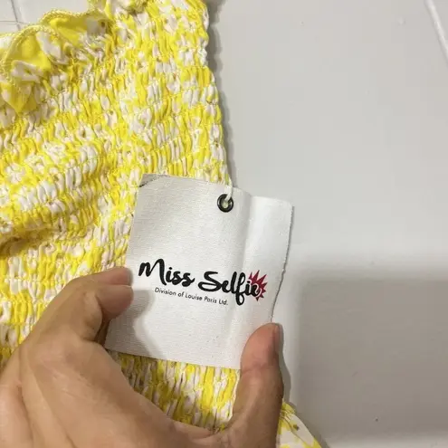 MISS SELFIE Yellow Floral Cropped Shrug Blouse Size XL EUC Gold