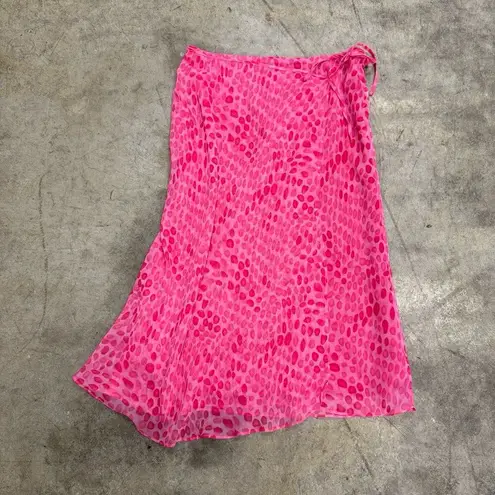 Cato Vintage retro hot pink dotted chiffon maxi wrap skirt