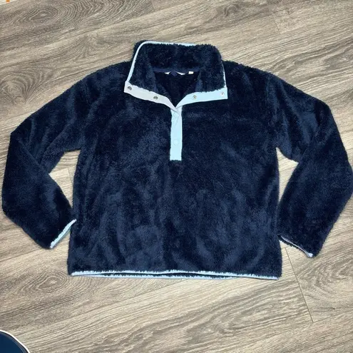 Vineyard Vines  Navy Plush Teddy Snap-Placket Popover in Deep Bay Large 242‎ - Image 3