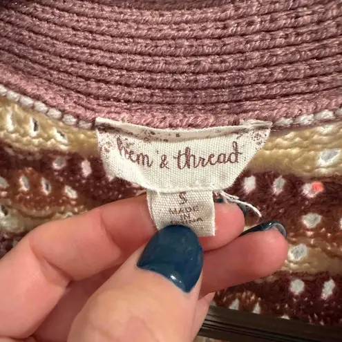 Hem And Thread Pink Striped Tie Front Open Cardigan Cottagecore Boho Grannycore