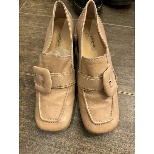 Paul Green Z7948* Neutral Sabbia Leather Robin Heel Shoes Size US 7.5 Loafers