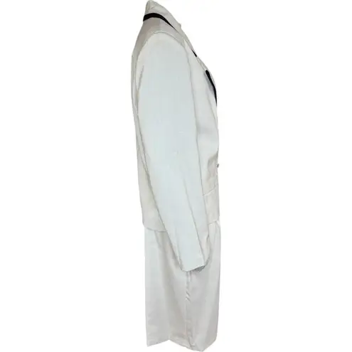 Vintage Russ Womens 2 Piece Blazer Skirt Set White Navy Sie 14 Business Casual