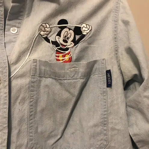 VINTAGE MICKEY MOUSE LIGHT WASH BUTTON DOWN Blue