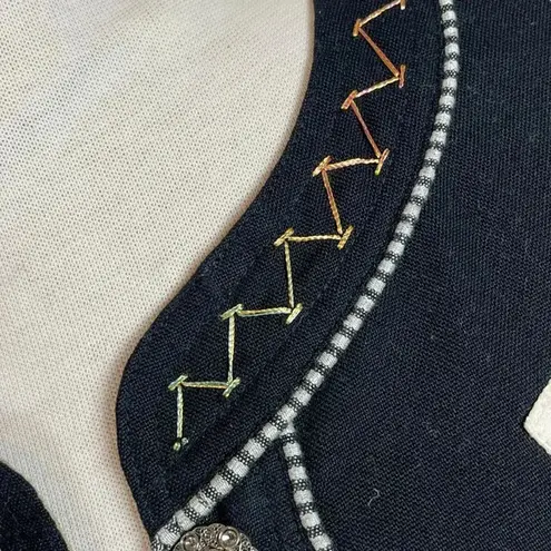 Yak Magik Fun Funky Embellished Cotton Silk Vintage Jacket Women Size Large Black