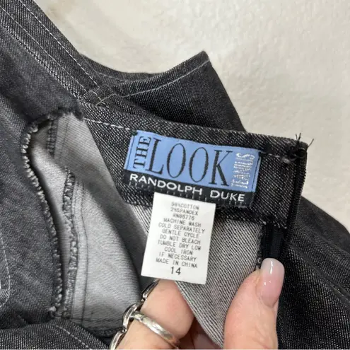 Randolph Duke The Look Black Denim Zip Pleated Corset Dress / Size 14 Western Gray