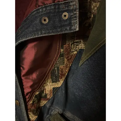 Blair Vintage 90's Patchwork Denim Jacket XL Southwestern Tapestry Western Coat - Image 7