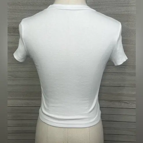 Baby Tee Stretchy Cropped White with Tiger Graphic