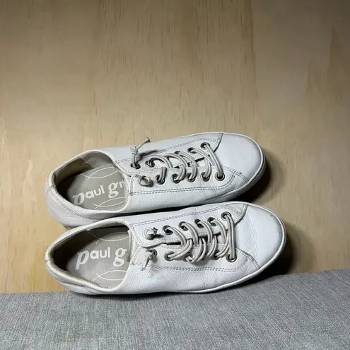 Paul Green Women’s White Leather Lace-Up Sneakers Size 5.5 | Casual Comfort