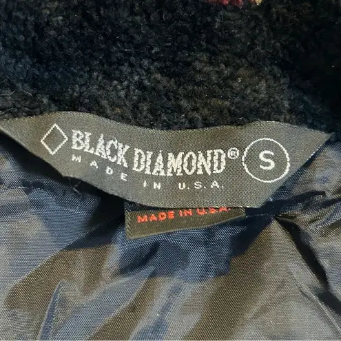 Black Diamond VTG Sherpa Fleece Botanical Floral Print Jacket Black Size Small
