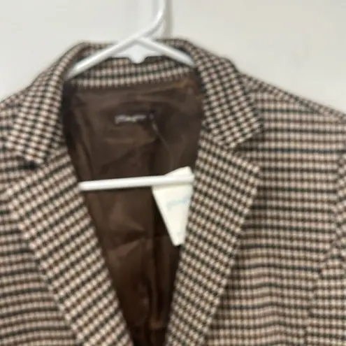 J. McLaughlin Womens Aubrey Blazer Small Brown Houndstooth Knit Career Stretch