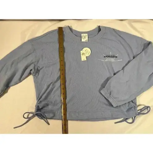 Aerie Offline by  Women's Blue Super Soft Cropped "Happiness" Sweatshirt Medium