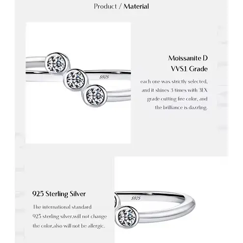 Boutique Sparkling Moissanite‎ Diamond Ring | 14k White Gold Plated Sterling Silver