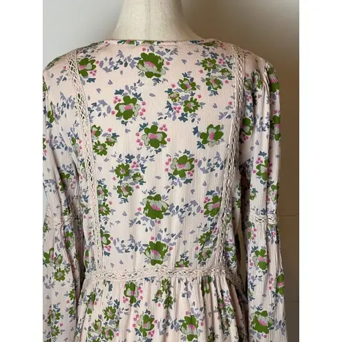 Matilda Jane Pink Floral Ruffle Like A Lady Bell Sleeve Top Tunic Size S