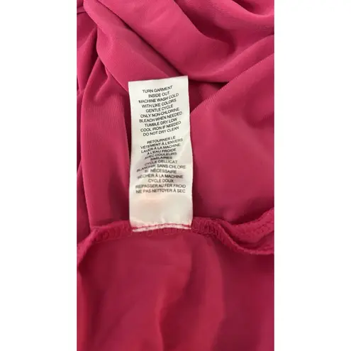 Tahari TOP Size 3X Peasant Sleeve Zipper V-Neck Bright Pink Resort Wedding Boho