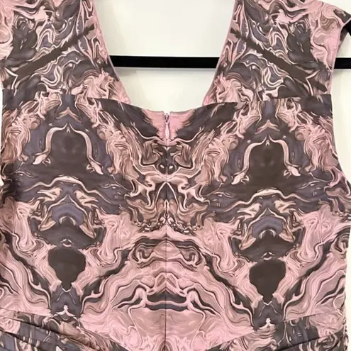 Peruvian Connection 100% Silk Elegant Marble Swirl Sheath Midi Dress Size 8
