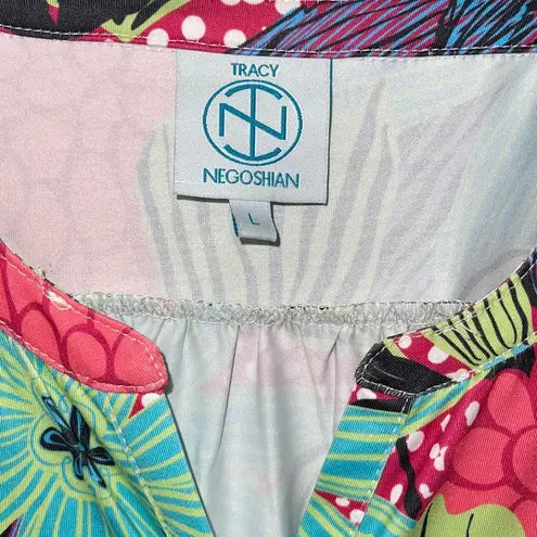 Tracy Negoshian Womens Floral Pompom Trim 3/4 Sleeve Tiana Dress Blooming Large