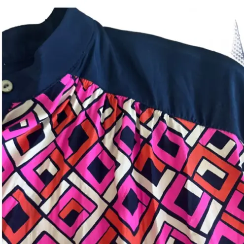 Alice & Trixie silk Geometric Pink/navy blouse