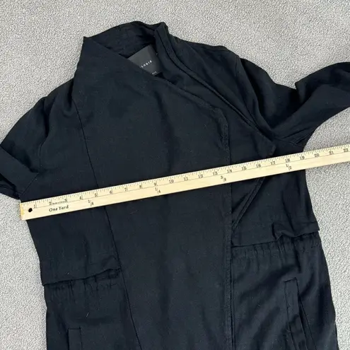 Elodie Waterfall Linen Blend Cardigan Topper Jacket Black XS Open