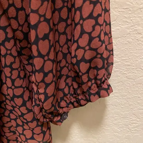 Urban Outfitters  Pins & Needles Heart Sheer Peasant Button Down Blouse