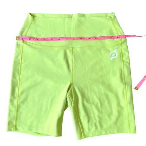 Peloton High Rise Pocket Bike Shorts Women's Medium Neon Yellow EUC