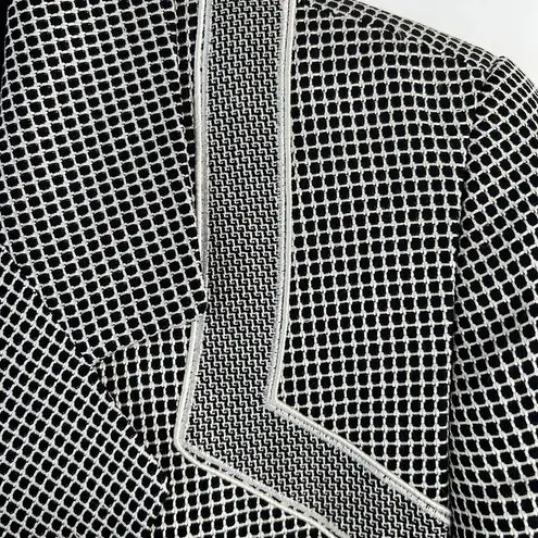 Escada Sz 36 US 6 Blazer Jacket Margaretha Ley Wool Silk Black Check One Button