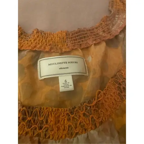 Anthropologie Moulinette Soeus Cara Silk Cold Shoulder Midi Dress Orange 6