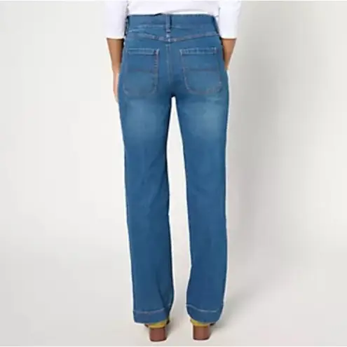 Denim & Co . Petite Indigo Cozy Touch Relaxed Straight Jean