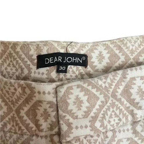 Dear John Flat Front Cuffed Chino Shorts Tribal Print Women’s size 30