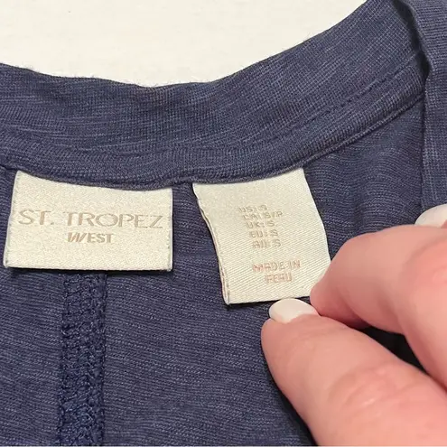 St. Tropez West Womens Size Small Blue Sleeveless Top Shirt Modal Blend Coastal