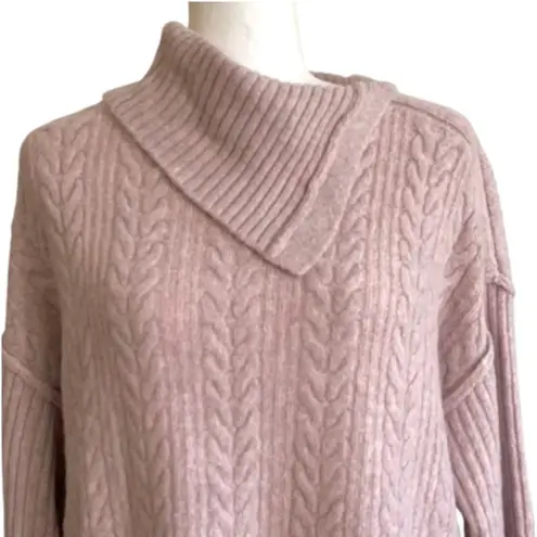 Verve Ami Sweater Pink Split Shawl Cowl Neck Soft Cable Knit Tunic XL NEW - Image 3