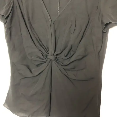 Armani Collezioni V Neck Blouse Short Sleeve Black