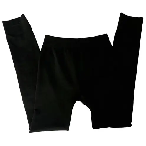 Connection 18 SIZE 1X Cozy Warm Comfort Seamless Fleece Lined Mid Rise Leggings Black