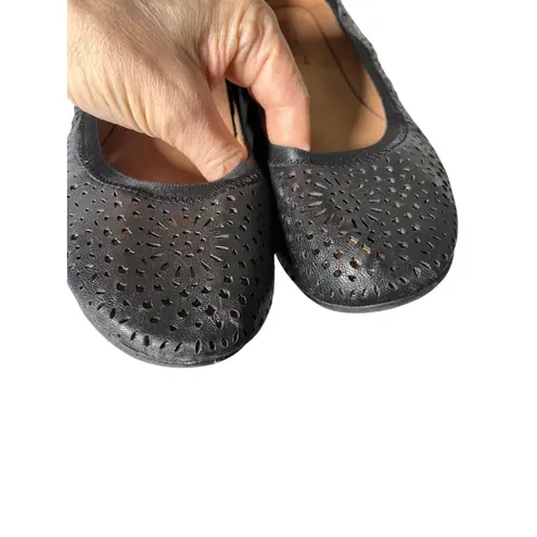 Vionic Robyn Black Leather Flats 6.5M Arch Support Comfort Ballet