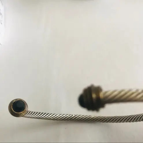 Cable classic Modern Twist Cuff Bracelet Silver tone Black Onyx End Adornment