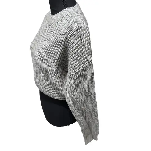 Elodie Womens Cropped Chunky Knit Sweater Grey Size M NWT