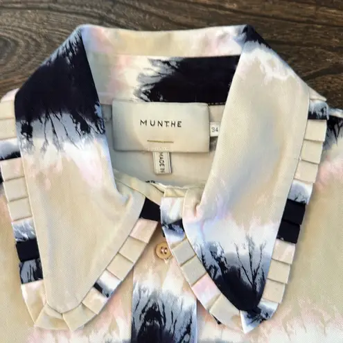Munthe Tresco Tie Dye Button Down Shirt Sand Navy Pink Women’s Size 2 Blue