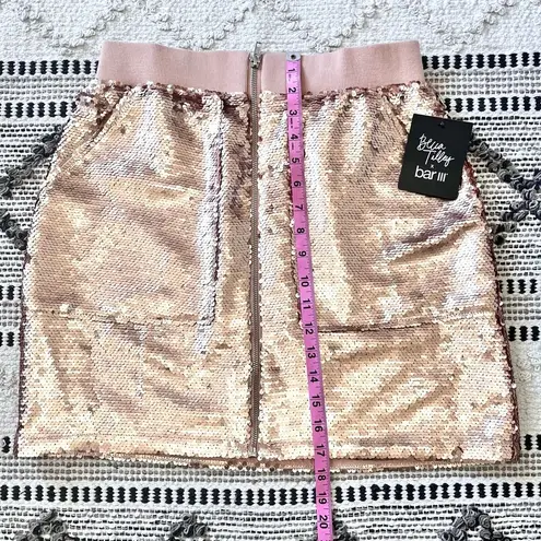 Bar III  x Becca Tilley Sequin Utility Skirt in Rose Gold Medium