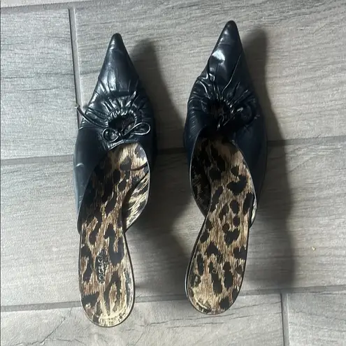 Dolce & Gabbana Black Mules with Leopard Print Interior